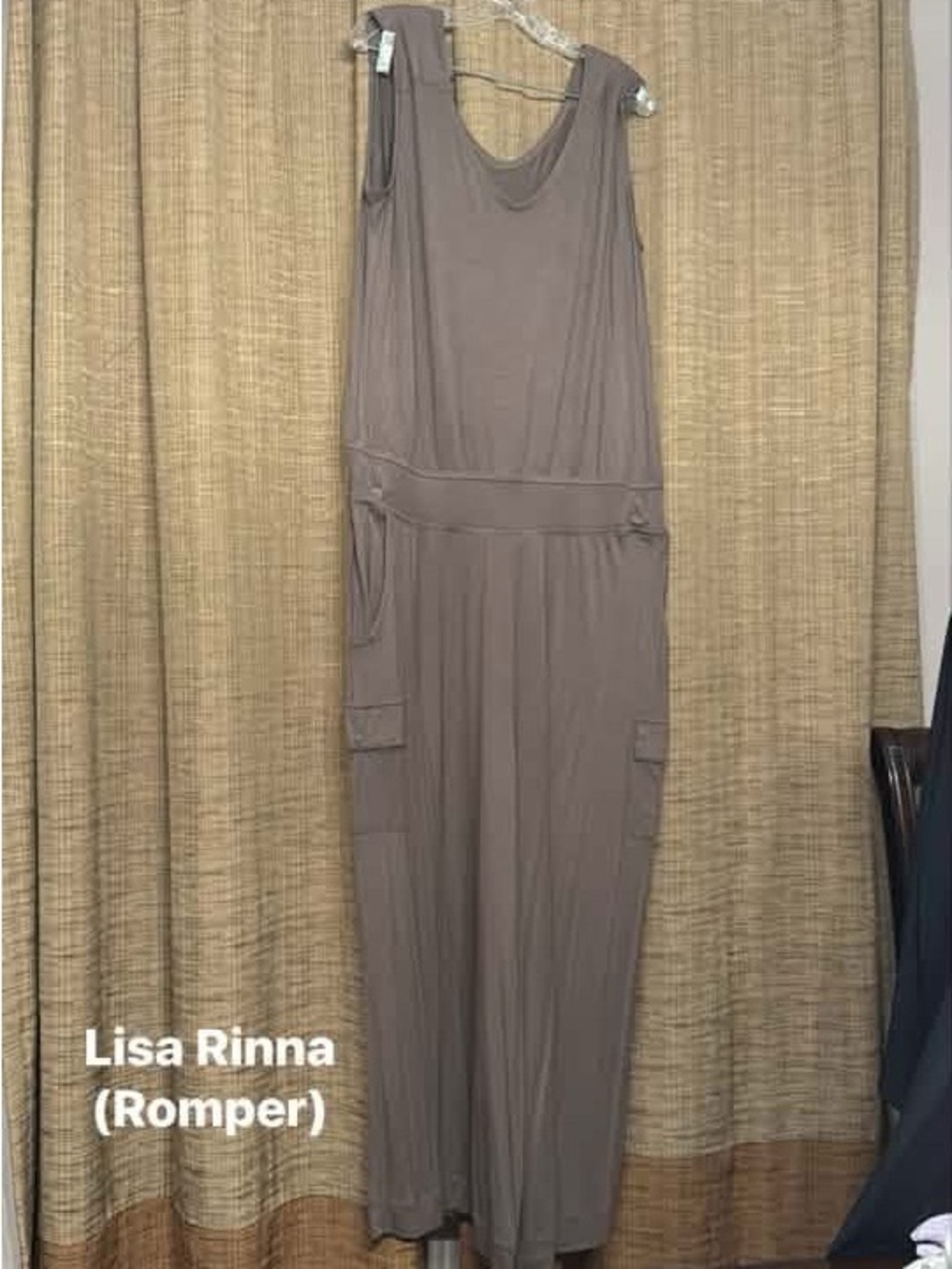 Lisa Rinna Collection Taupe Sleeveless Knit Jumpsuit